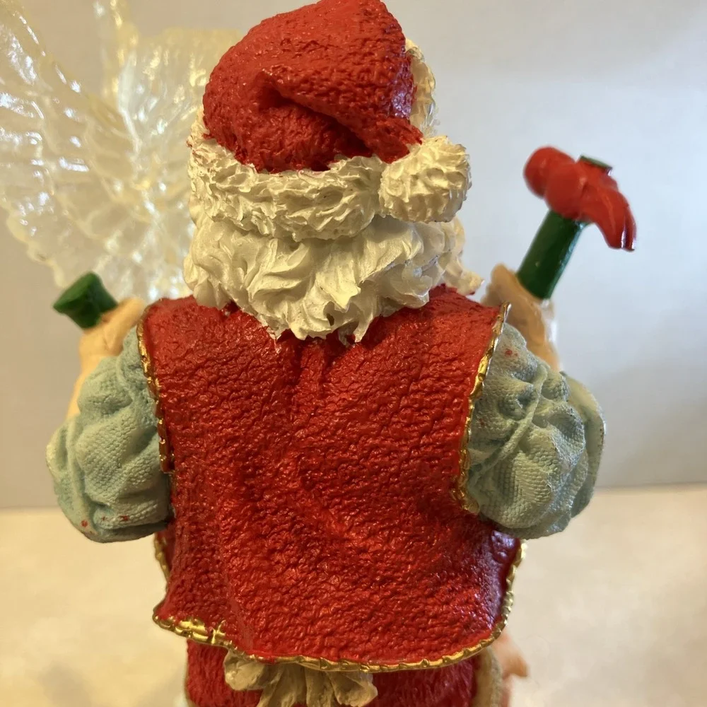 Vtg Santa Claus Carving Ice Angel Figurine Resin Christmas Decor Squirrel Bird
